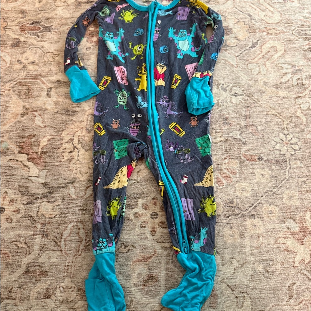 Little Sleepies Monsters INC Gray and Blue Footies with Full-Length Zippy